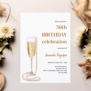 Birthday Weißgoldbläschen Weinperlen Einladung