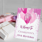 Birthday Weißrosa Ballons Mädchen willkommen Party Sockelschild