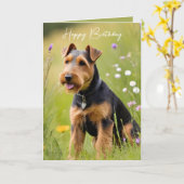 Birthday Welsh Terrier Karte (Gelbe Blume)