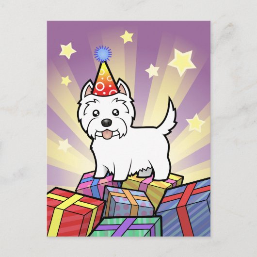 Birthday West Highland White Terrier Postkarte (Vorderseite)