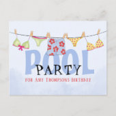 Birthday Whimsical Summer Pool Party Fun Swimsuits Postkarte (Vorderseite)