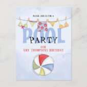 Birthday Whimsical Summer Pool Party Fun Swimsuits Postkarte (Vorderseite)