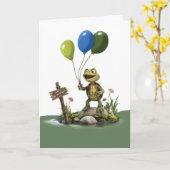 Birthday Whimsical Turtle Holloons Karte (Gelbe Blume)