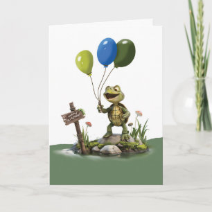 Birthday Whimsical Turtle Holloons Karte