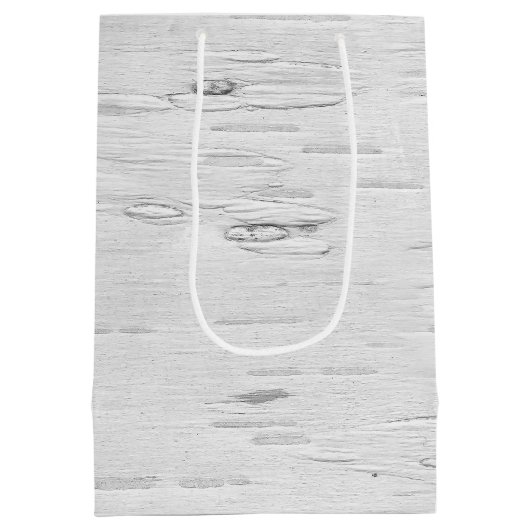 Birthday White Birch Tree Bark Texture Mittlere Geschenktüte (Rückseite)