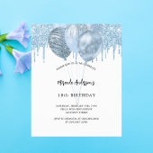 Birthday White Blue Ballons - Haushaltseinladung