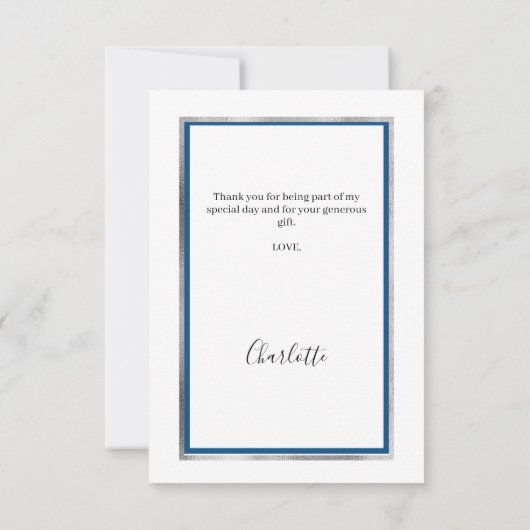 Birthday white blue dankeskarte (Rückseite)