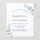 Birthday white blue eucalyptus budget ausschreibun flyer (Vorne)