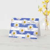 Birthday White Daisis on Stripe Karte (Gelbe Blume)
