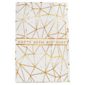 Birthday white gold geometric modern mittlere geschenktüte (Vorderseite)