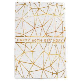 Birthday white gold geometric modern mittlere geschenktüte