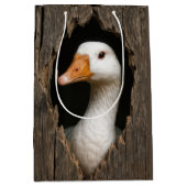 Birthday White Goose Peeking Mittlere Geschenktüte (Vorderseite)