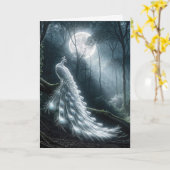 Birthday White Peacock im Mondschein Karte (Gelbe Blume)