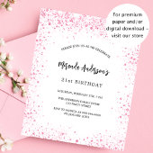 Birthday white pink Glitzer chic Budget Einladung Flyer