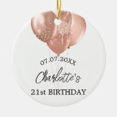 Birthday White Rosa Goldballons Name Keramik Ornament (Vorne)