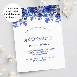 Birthday White Royal Blue Blumenladen Flyer