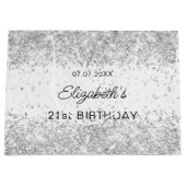 Birthday White silber Konfettame Große Geschenktüte (Vorderseite)