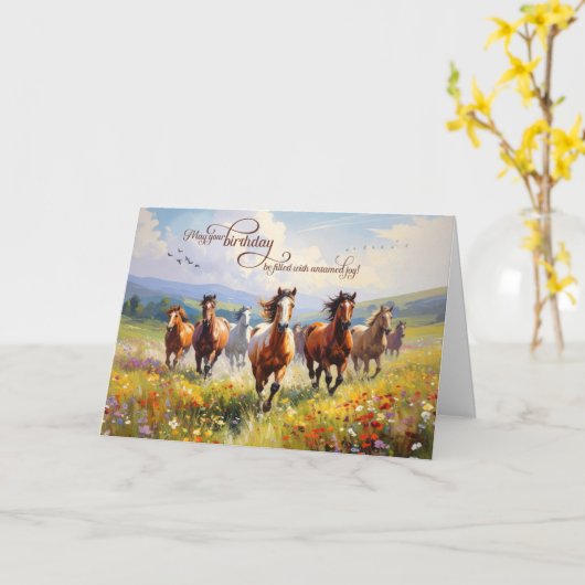 Birthday Wild Horses Wildflower Meadow Karte (Gelbe Blume)