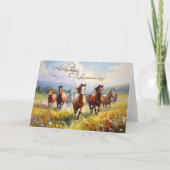 Birthday Wild Horses Wildflower Meadow Karte (Vorderseite)