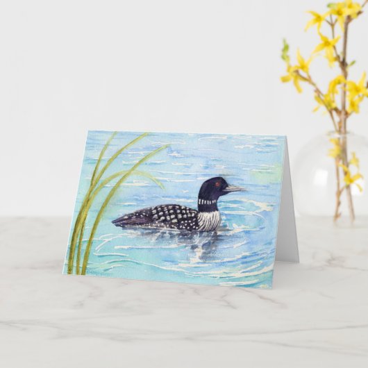 Birthday Wildlife Loon Blue Waters Relax Genießen Karte (Gelbe Blume)