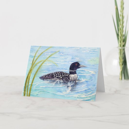 Birthday Wildlife Loon Blue Waters Relax Genießen Karte (Vorderseite)