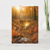 Birthday Wine Glass In Autumn Maple Leaves Karte (Vorderseite)