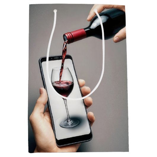 Birthday Wine Pouring in ein Smartphone Mittlere Geschenktüte (Vorderseite)