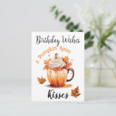 Birthday Wings & Pumpkin Spice Kisses Postkarte (Stehend Vorderseite)