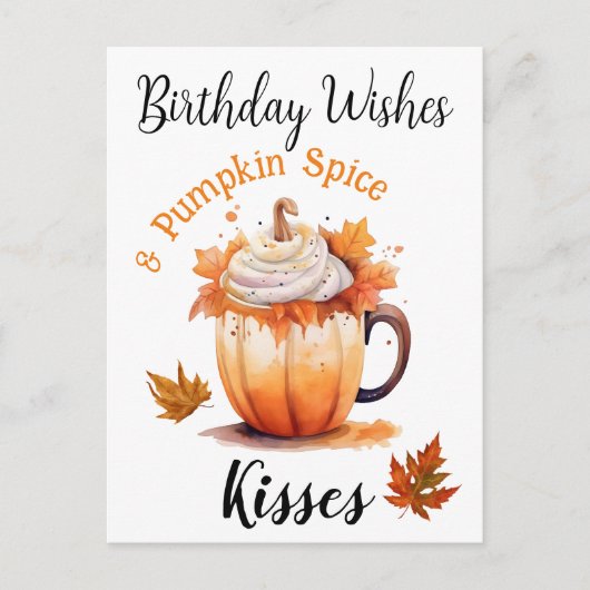 Birthday Wings & Pumpkin Spice Kisses Postkarte (Vorderseite)
