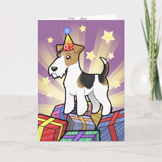 Birthday Wire Fox Terrier Karte (Vorderseite)