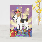 Birthday Wire Fox Terrier Karte (Gelbe Blume)