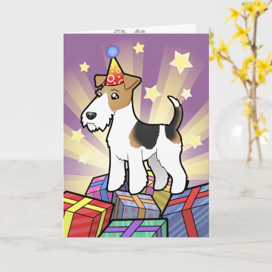 Birthday Wire Fox Terrier Karte (Gelbe Blume)