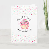 Birthday Wises | Niedlicher Cupcake Karte (Vorderseite)