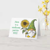 "BIRTHDAY WISH" GNOME BARING SUNFLOWER KARTE (Gelbe Blume)