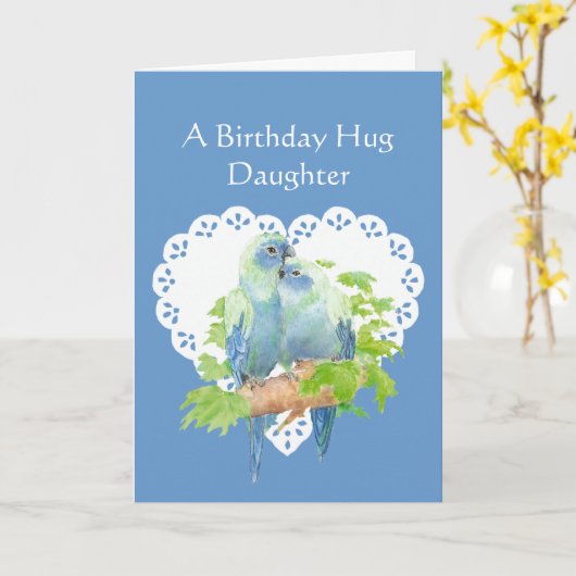 Birthday Wishes Daughter from Mother Parrot Bird Karte (Gelbe Blume)