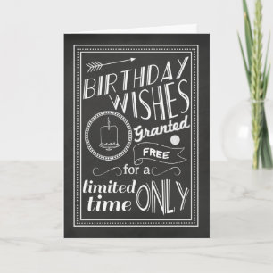 Birthday Wishes Granted Chalkboard Card Karte
