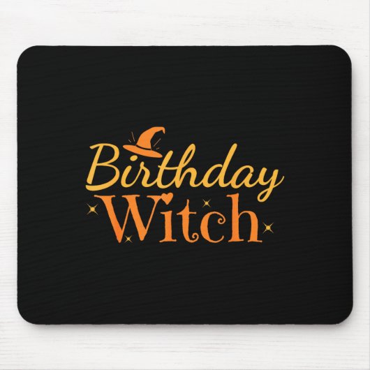 Birthday Witch Funny Halloween Shirt  Mousepad (Vorne)