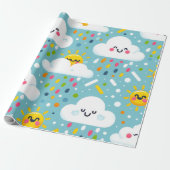 Birthday Wolken Regen Confetti mit lächelnden Sonn Geschenkpapier (Ungerollt)