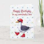 Birthday Wonderful Son Fun Niedlich Seagull Bird C Karte<br><div class="desc">Happy Birthday Wonderful Son oder anpassen Niedliche Seagull rote Stiefel und hat Animal Spaß Funny</div>