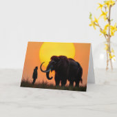Birthday Wooly Mammoth and Man Karte (Gelbe Blume)