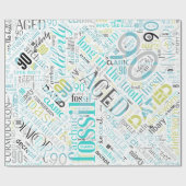 Birthday Word Cloud Neunety Blue ID266 Geschenkpapier (Flach)