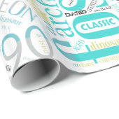 Birthday Word Cloud Neunety Blue ID266 Geschenkpapier (Rolleneckpunkt)