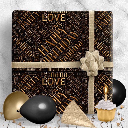 Birthday Word Cloud Oma Gold ID276 Geschenkpapier
