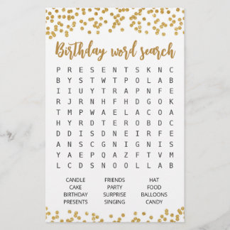 Birthday Word Suchspiel Geburtstagsparty