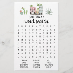 Birthday Word Suchspiel Geburtstagsparty