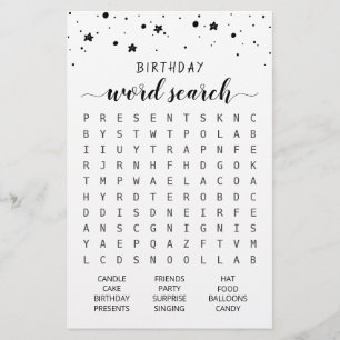 Birthday Word Suchspiel Geburtstagsparty