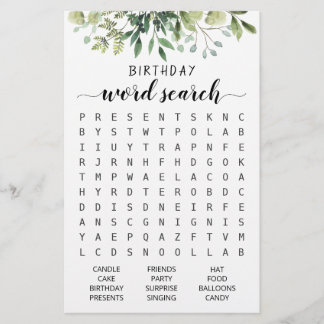 Birthday Word Suchspiel Geburtstagsparty
