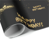 Birthday Wrapping Paper Gold Black Trendy Modern Geschenkpapier (Rolleneckpunkt)