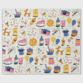 Birthday Wrapping Paper in Blue Pink Orange Geschenkpapier (Flach)