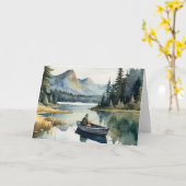 Birthday wunderschöne Son Fishing Lake in Boat Karte (Gelbe Blume)